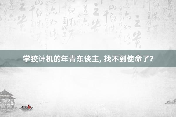 学狡计机的年青东谈主, 找不到使命了?